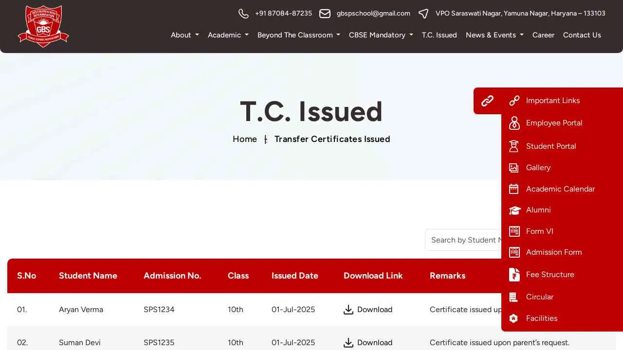 Home - TC Issued